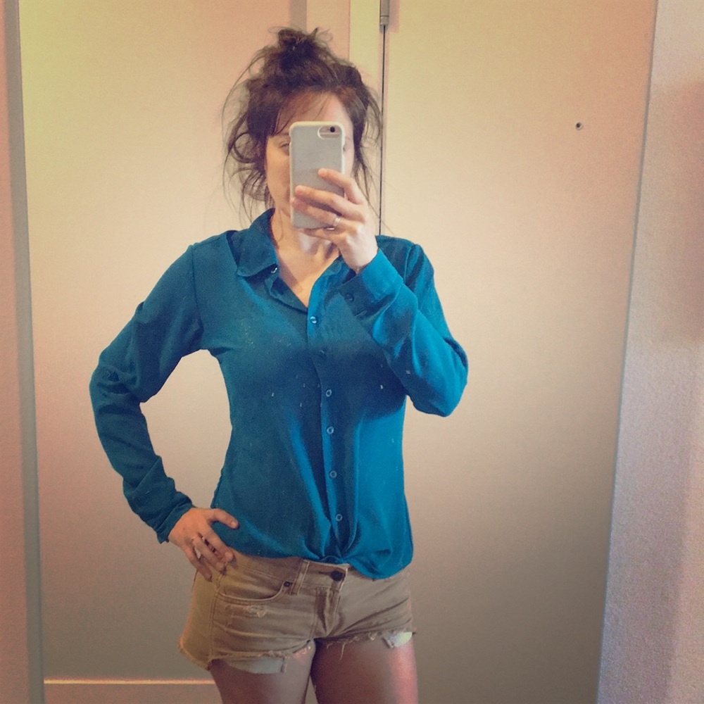 INC aqua/turquoise chiffon blouse Small
